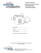 PerfomancePro Artesian Pro Series Owner's Manual