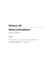 Digital Networks DECserver 708 Installation Manual