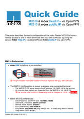 Mdex MX510 Quick Manual