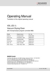 Binder vdl 23 Operating Manual