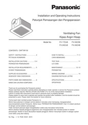 Panasonic FV-17CU8 Installation And Operating Instructions Manual