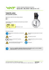 VAT 203 Series Installation, Operating,  & Maintenance Instructions