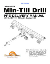GREAT PLAINS BD7600-40 Predelivery Manual