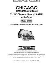 Chicago Electric 04042 Assembly And Operating Instructions Manual