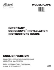 Allsteel CONCENSYS CAPE Installation Instructions Manual