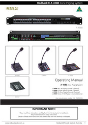 Redback A 4486 Operating Manual