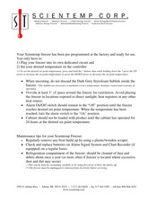 Scientemp 43-1.7A Operating And Installation Manual