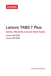 Lenovo TAB3 7 Plus Safety, Warranty & Quick Start Manual