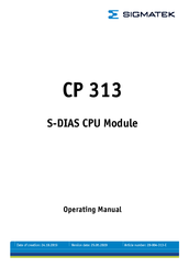 SIGMATEK CP 313-1 Operating Manual