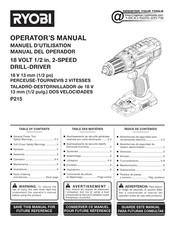 Ryobi P215 Manuals | ManualsLib