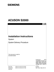 Siemens Acuson S2000 Installation Instructions Manual