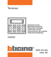 Bticino Terraneo B7118A Instruction Sheet