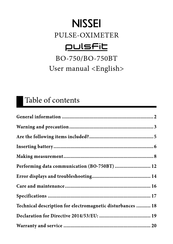 Nissei pulsFit BO-750 User Manual