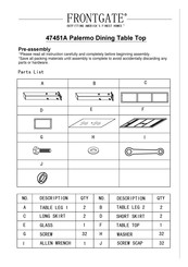 Frontgate Palermo Dining Table Top Manual