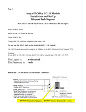Avaya UC110 Installation And Setup Manual