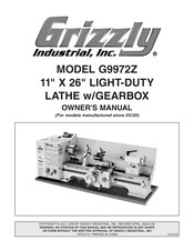 Grizzly G9972Z Owner's Manual