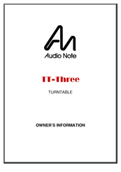 Audio Note TT-Three Owner's Manual