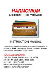 Bina HARMONIUM Instruction Manual