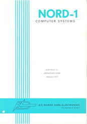 Norsk Data NORD-1 Operator's Manual
