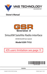 Vais Technology GSR Generation 2 GSR-TY52 Owner's Manual