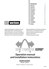 Vetus BOW2204DE Operation Manual And Installation Instructions