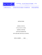 AVTECH ELECTROSYSTEMS 13991 Instructions Manual