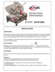 Axis AX-S12BA Installation & Maintenance