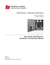 Federal Signal Corporation UltraVoice UVRI-BH Description, Specifications, Installation, And Operation Manual