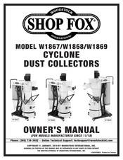 Shop fox W1869 Owner's Manual