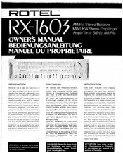 Rotel RX-1603 Owner's Manual