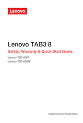 Lenovo TB3-850F Safety, Warranty & Quick Start Manual
