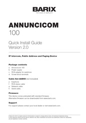 BARIX annuncicom 100 Quick Install Manual