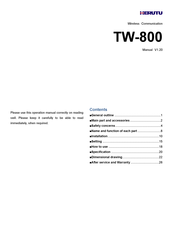 Herutu TW-800 Series Operation Manual