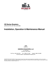 Diedrich Roasters CR-70 Installation, Operation & Maintenance Manual