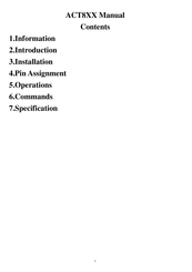 JW-System ACT8 Series Manual