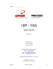 Ophir-Spiricon IBP-YAG Series User Manual