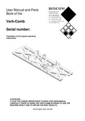 Redexim Verti-Comb 1800 User Manual And Parts Book