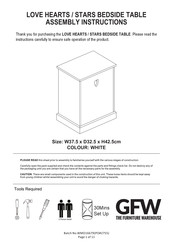 GFW LOVE HEARTS / STARS BEDSIDE TABLE Assembly Instructions Manual