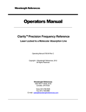 Wavelength References Clarity-PFR-1530 Operator's Manual