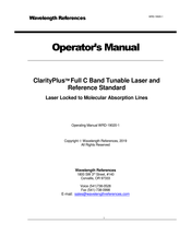Wavelength References ClarityPlus Operator's Manual