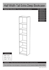 Argos Half Width Tall Extra Deep Bookcase Assembly Instructions Manual