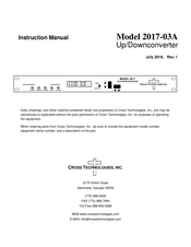 Cross Technologies 2017-03A Instruction Manual
