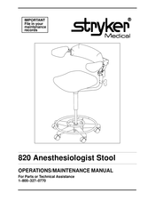 Stryker Medical 820 Operation & Maintenance Manual