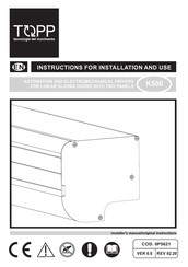TOPP K500 Instructions For Installation And Use Manual