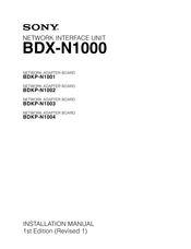 Sony BDKP-N1003 Installation Manual