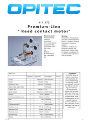 Opitec Premium Reed contact motor Instructions Manual