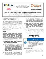 Forum Quadrant F1 Series Installation, Operating,  & Maintenance Instructions