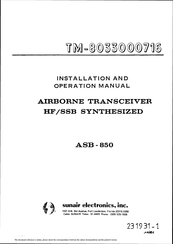 sunair ASB-850 Installation And Operation Manual