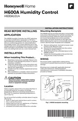 Honeywell Home H600A Installation Instructions Manual
