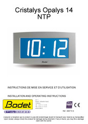 Bodet Time Cristalys Opalys 14 NTP Installation And Operating Instructions Manual